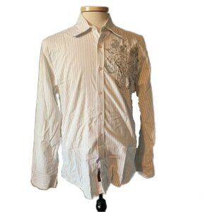 Roar Large White Button Front Western Shirt Long Sleeve